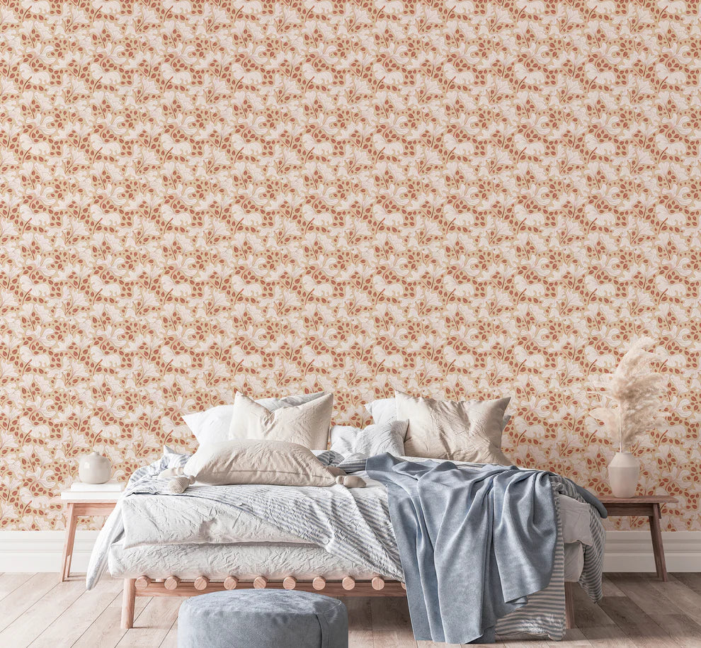 Delicate cream leaves wallpaper for walls

