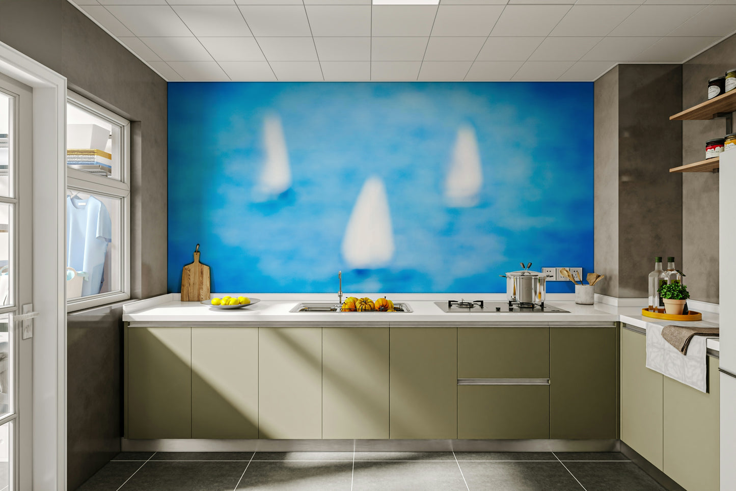 3 Sailboats Wall Mural