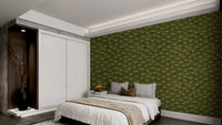 Mystic Moss Fanfare wallpaper with elegant green fan motifs.
