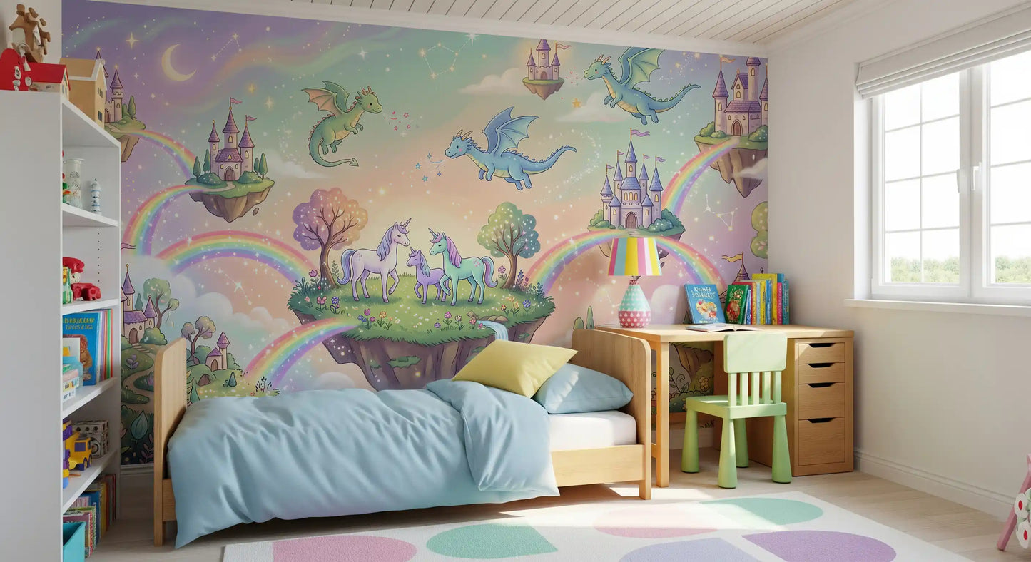 Magical Floating Islands and Mythical Friends Wall Mural