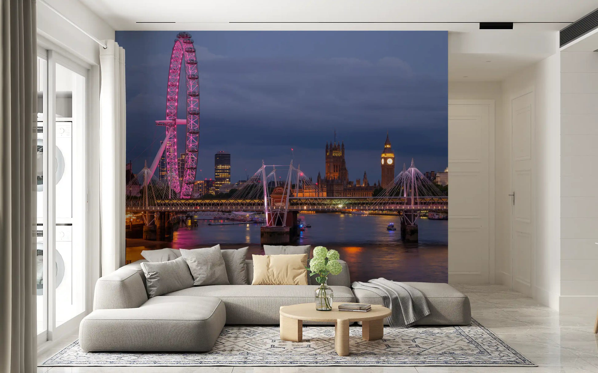 Evening River Thames Reflection Wall Mural