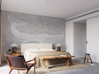 Whimsical silver whale kids' wall decor
