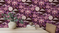 Moonlit garden purple wallpaper design
