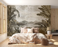 Depicting Cense Green Vintage Forest Peel & Stick Wallpaper Mural - Giffywalls