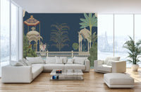 Mughal garden wallpaper with botanical elegance