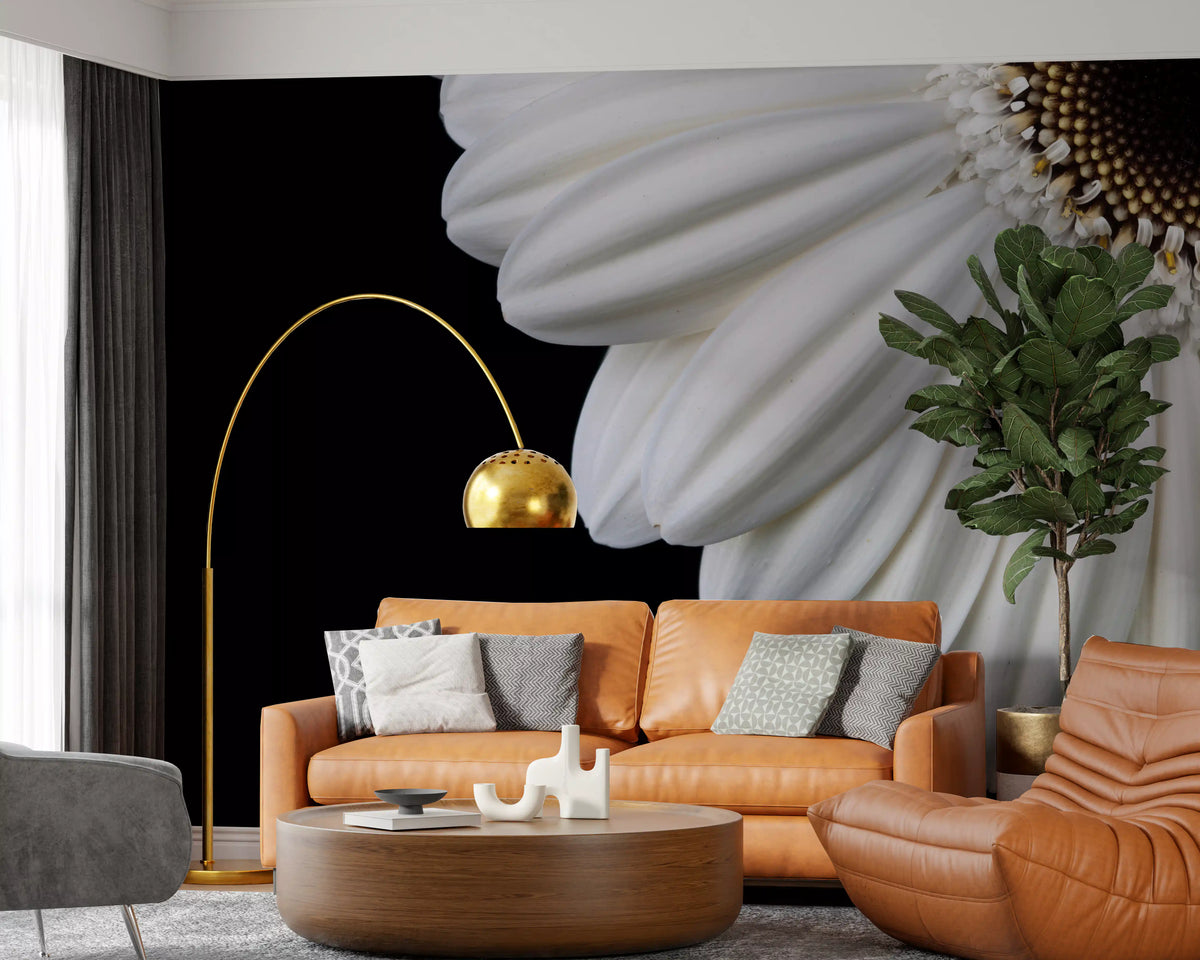 Monochrome Gerbera Macro Study Wall Mural