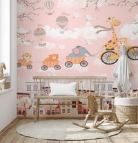 Playful mural wallpaper for children's room
