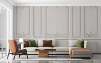 Georgian White Wood Molding Panel Wallpaper Mural - Giffywalls