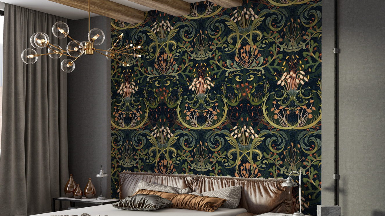 Whimsical Botanic Silk wallpaper for a dreamy natural ambiance