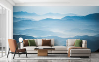 Nature-inspired ombre mountain wall mural

