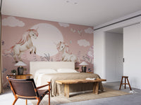Enchanting pink Pegasus wall mural for kids
