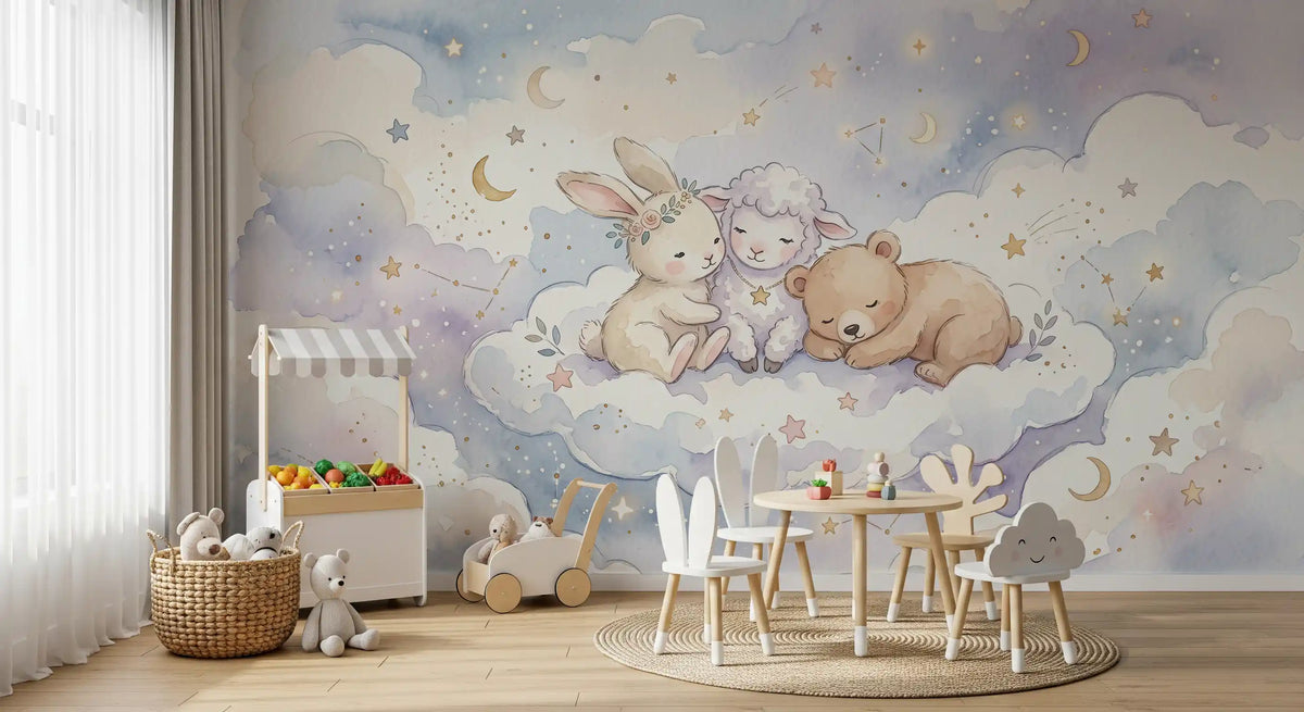 Celestial Animal Cuddle Wall Mural