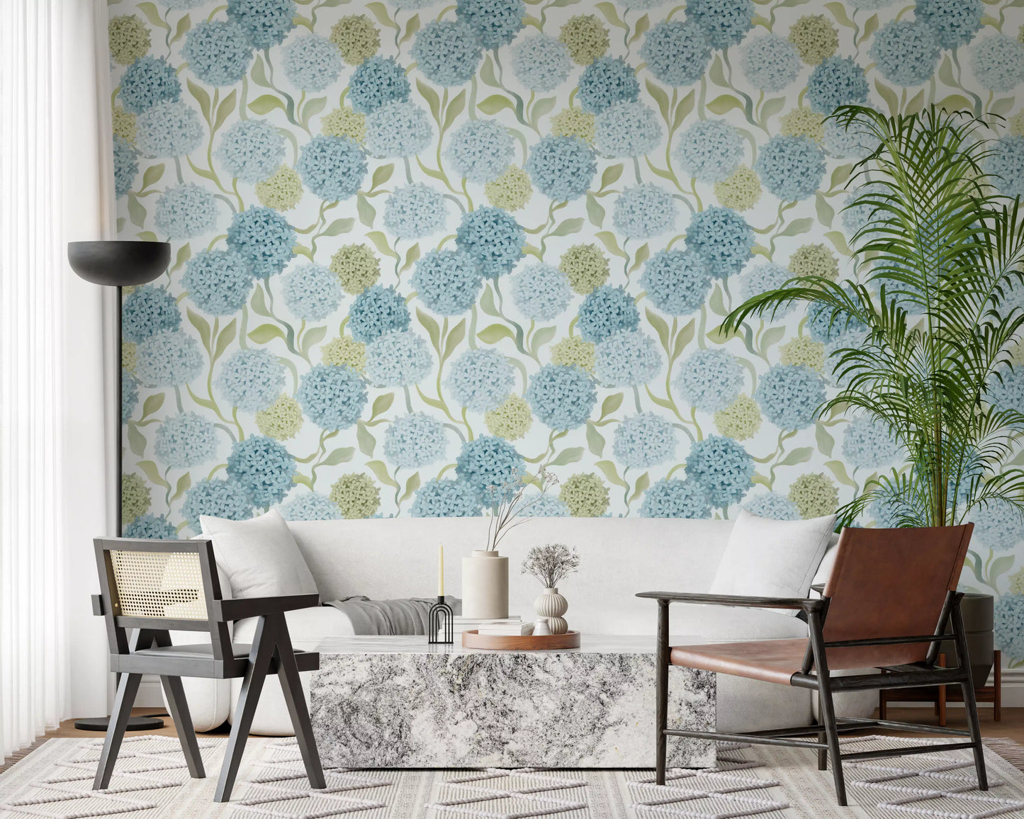 Dreamy Pastel Hydrangea Garden Wallpaper⁠