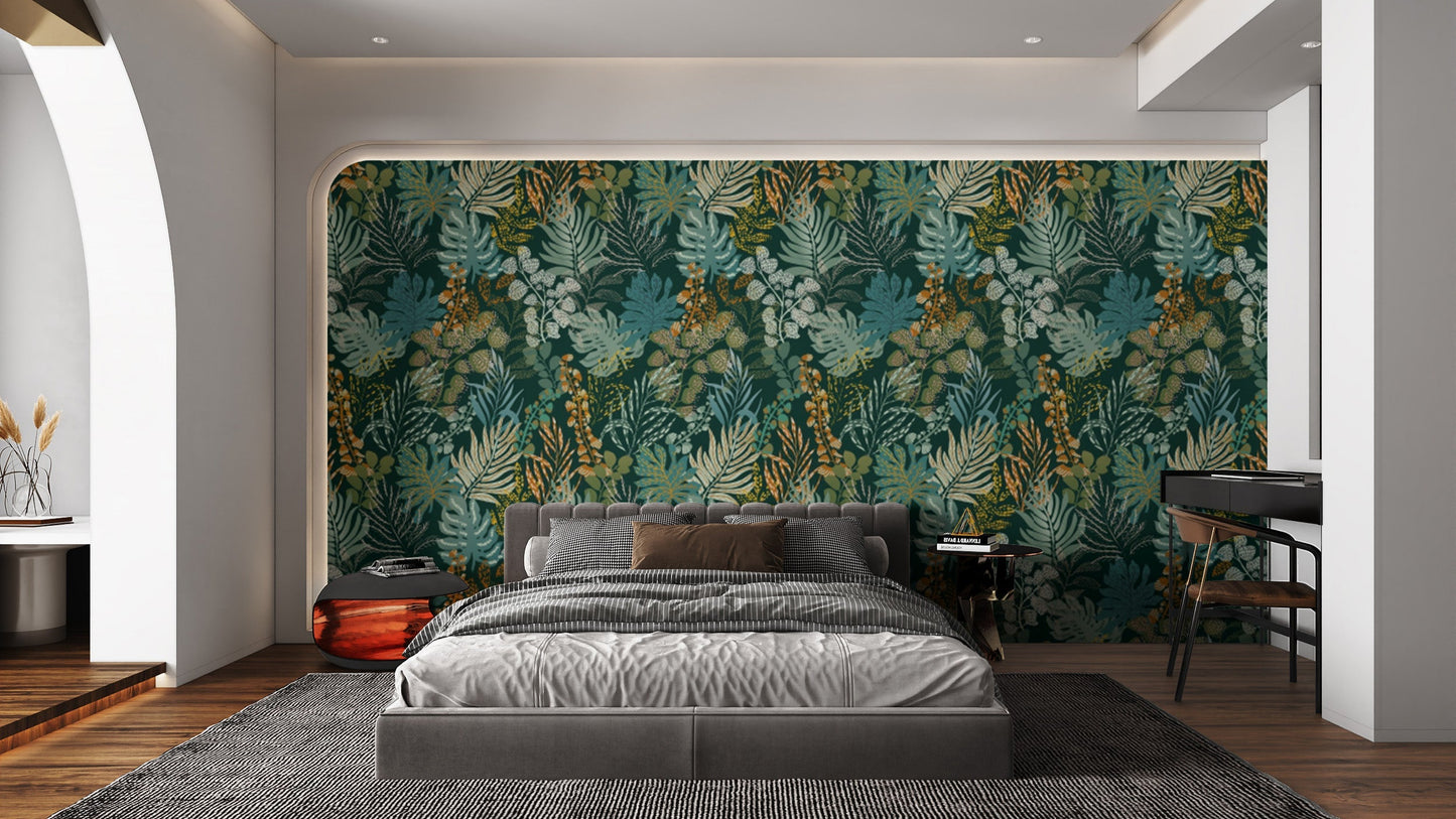 Whispering foliage peel and stick wallpaper