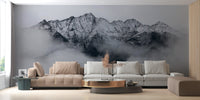 Elegant Foggy Mountain Scene Wall Mural

