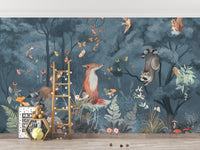Whimsical Forest Animals Wallpaper Design
