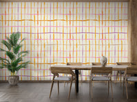 Unique vibrant retro lines wall mural design
