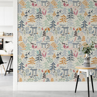 Whimsical Woodland Creatures Wallpaper Mural
