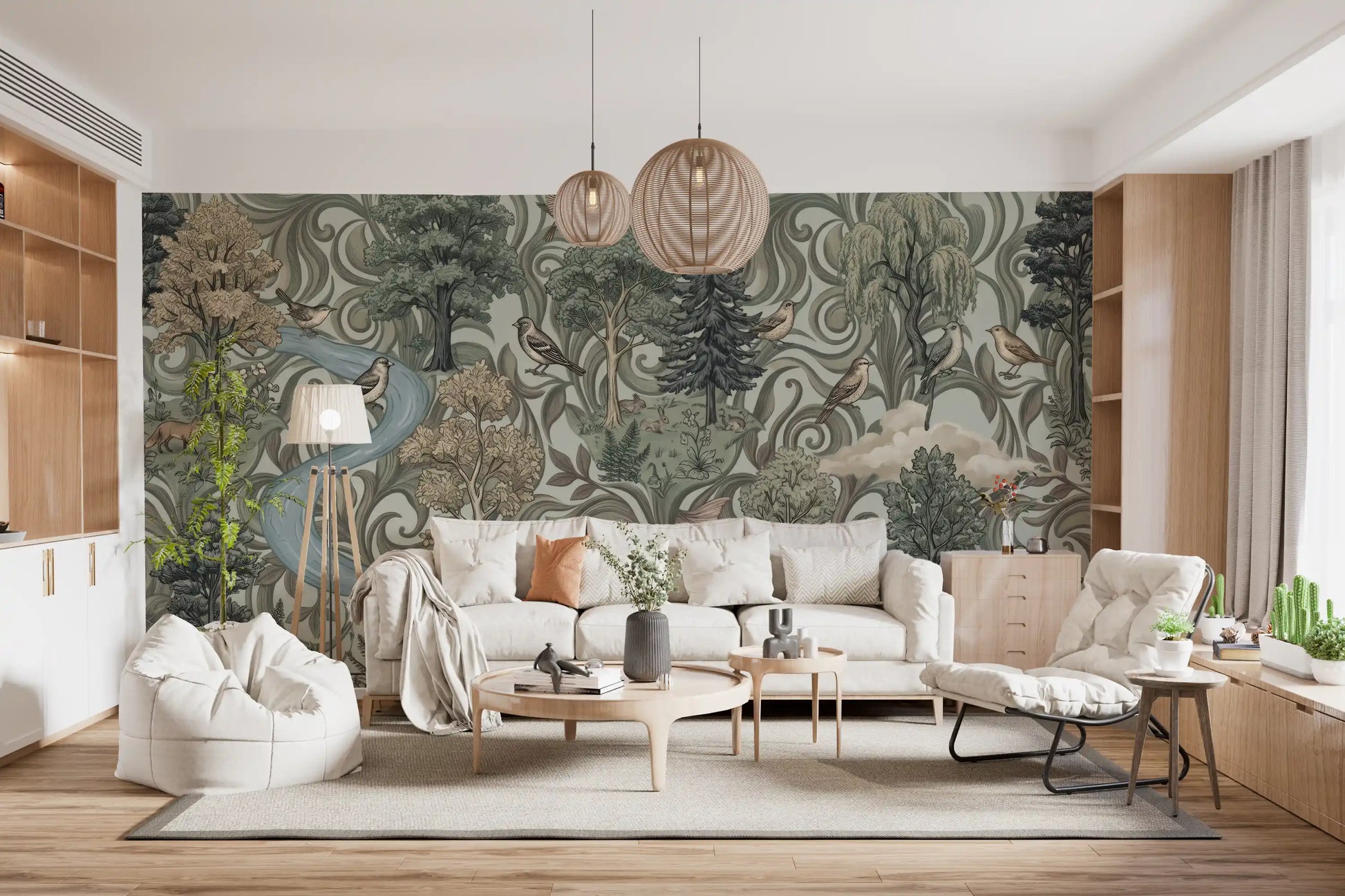 Misty Forest River Escape Wall Mural