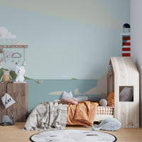 Tranquil seaside lighthouse wall art
