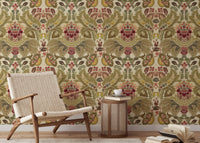 Regal Petals Damask wallpaper with intricate floral patterns.
