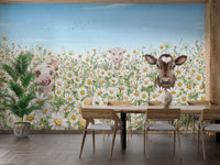 Fun farm animals mural for kids' rooms
