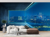 City View Loft Glass Window Wall Mural - Giffywalls