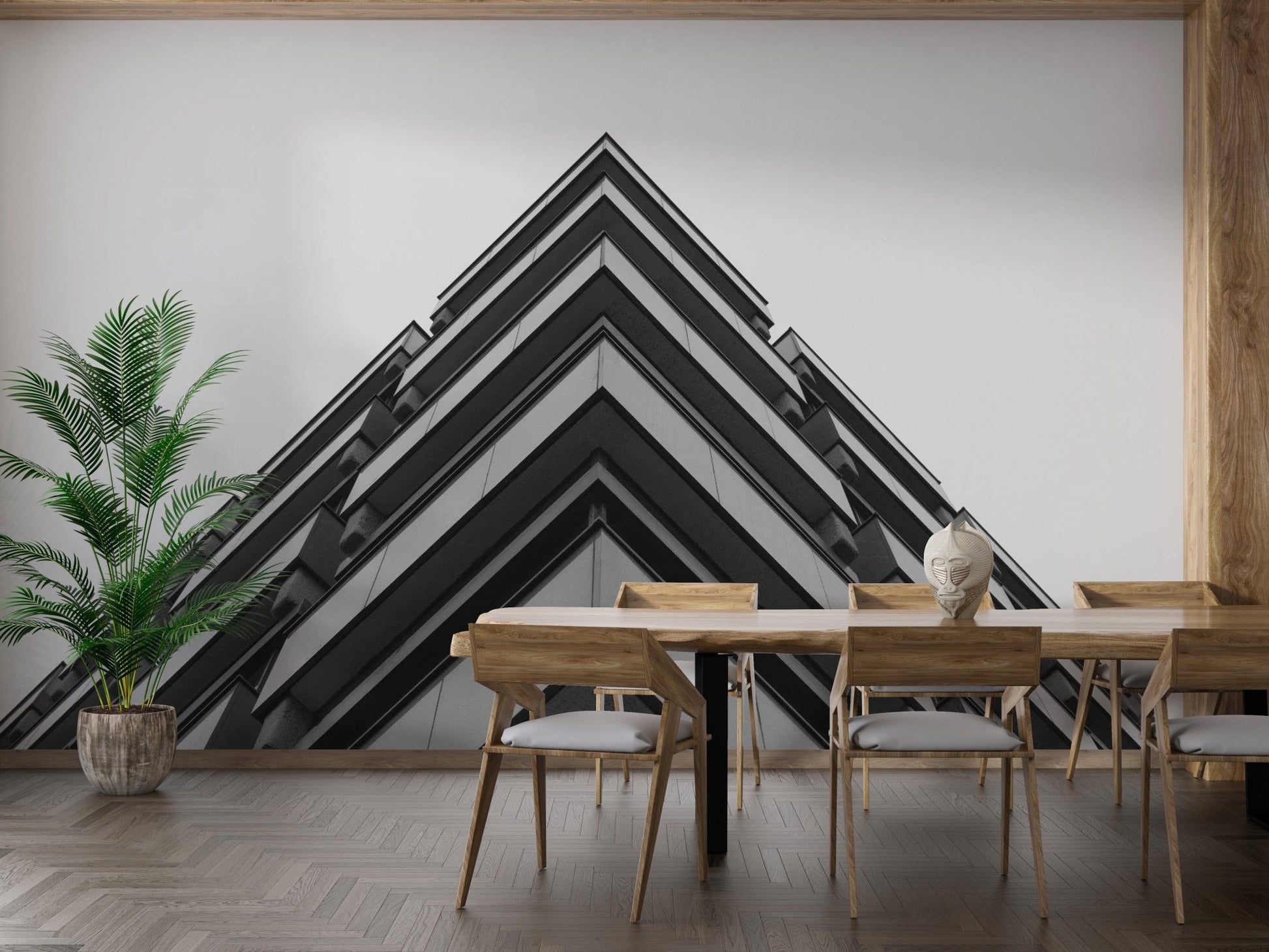 Grey Concrete 3D Building Wallpaper Mural for contemporary spaces
