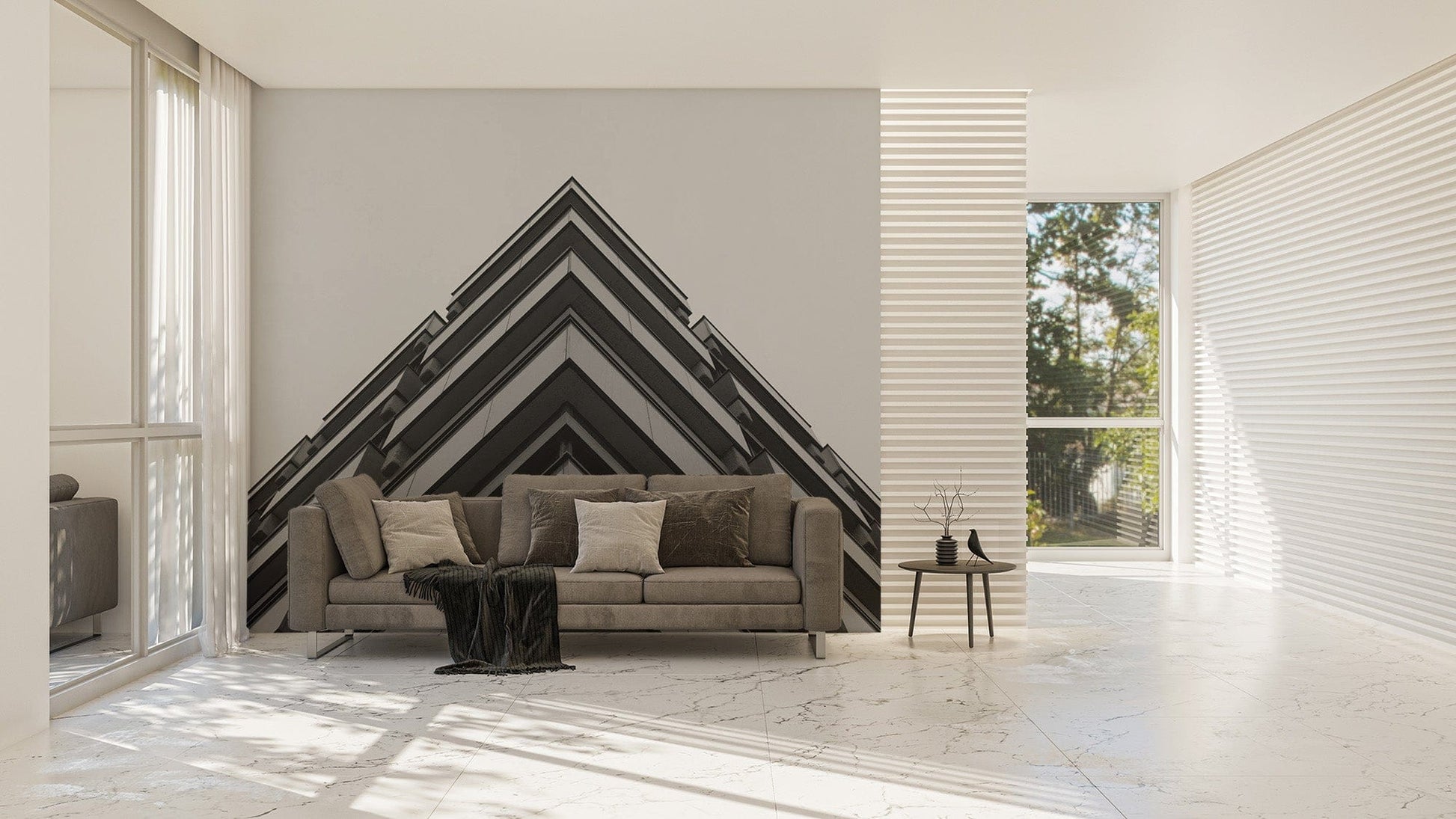 Urban Grey Concrete 3D Building Wallpaper Mural design
