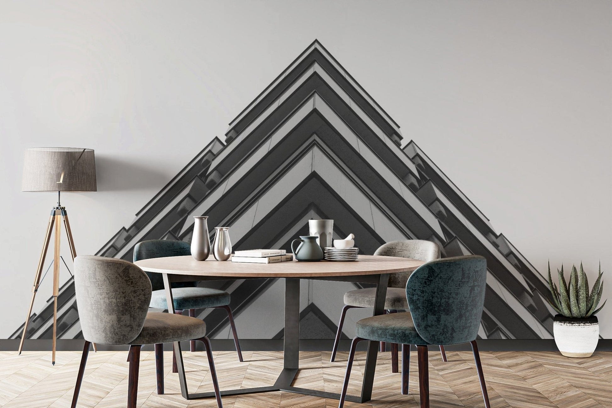 Grey Concrete 3D Building Wallpaper Mural for modern rooms
