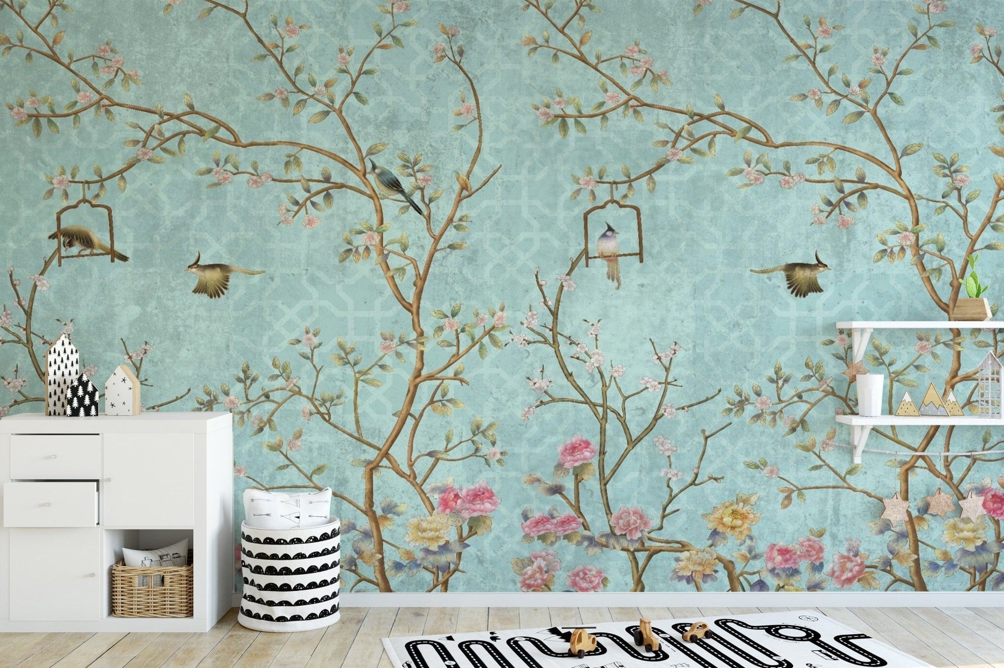 3D Vintage Chinoiserie Wallpaper Murals flowers-06
