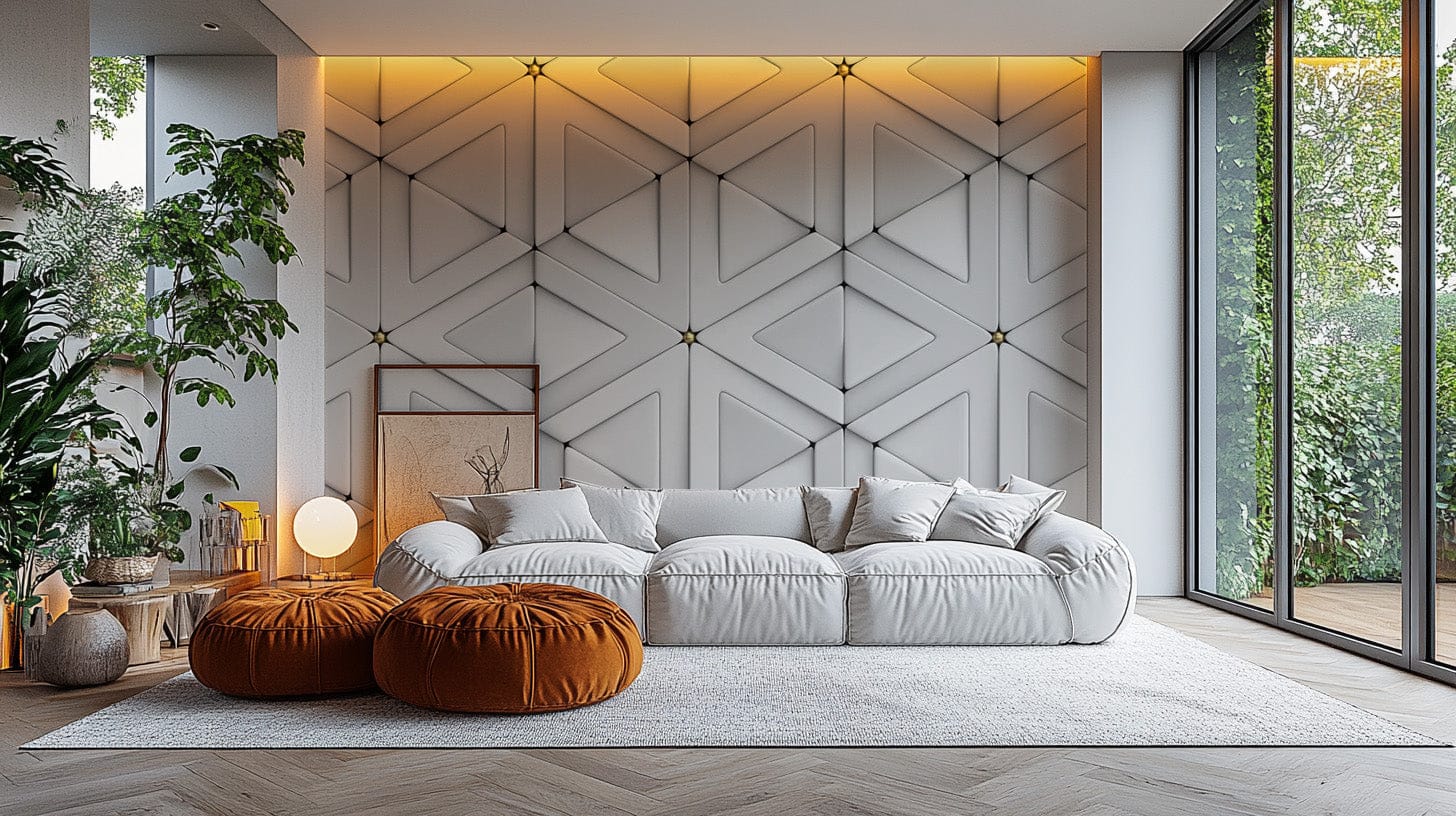 3D geometric white triangle wallpaper for stylish interiors. Abstract-18