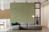 Sage Green Polka Dot Wallpaper with scattered dark olive rounded squares.