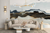 Dynamic blue marble wallpaper with gold