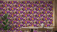 Whimsical Wild Flowers and Mushrooms Purple Wallpaper