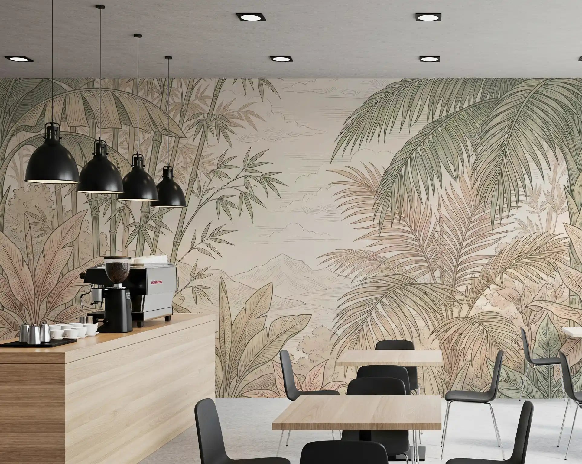 Misty Tropical Botanical Haven Wall Mural