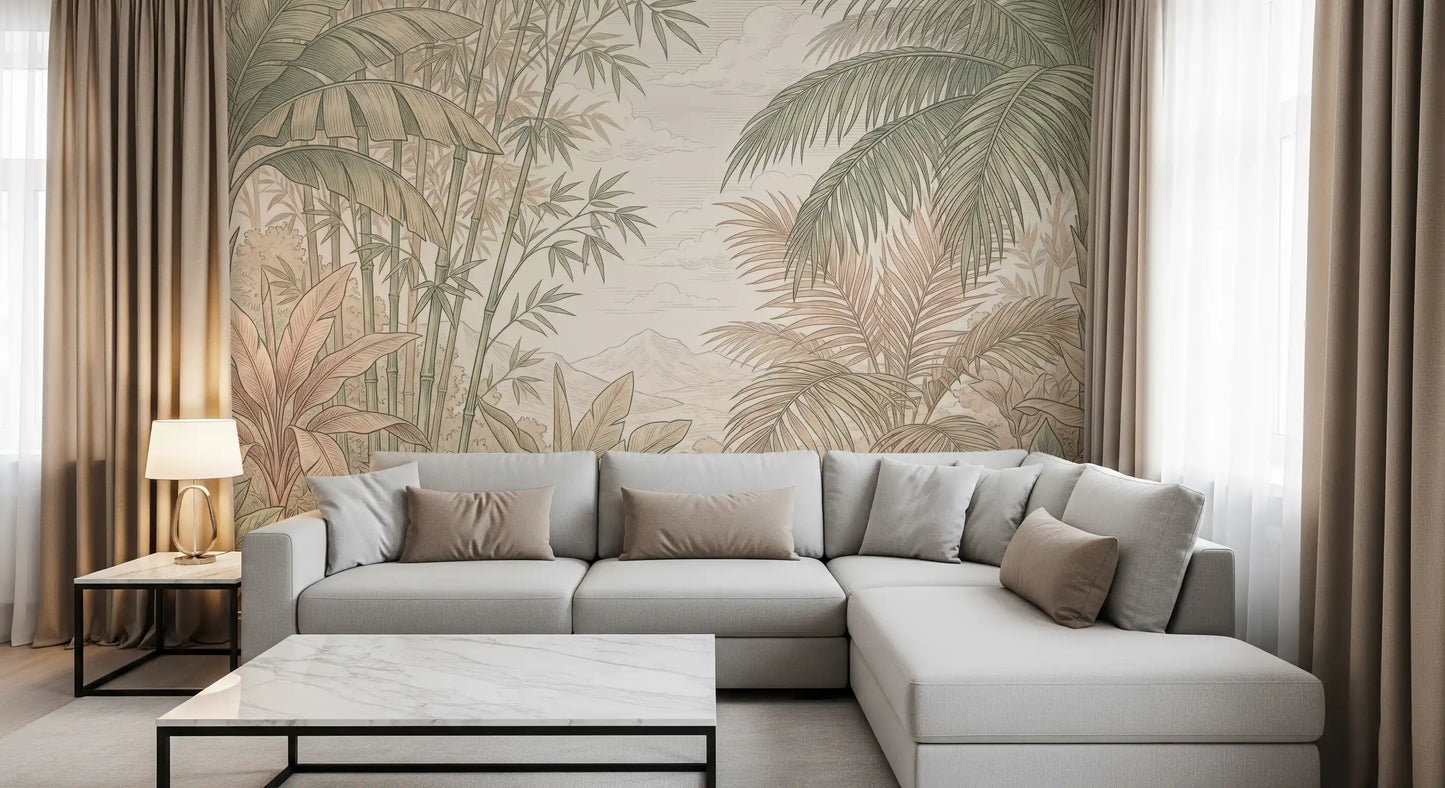 Misty Tropical Botanical Haven Wall Mural