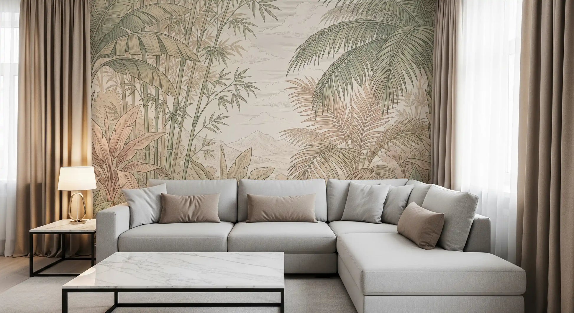 Misty Tropical Botanical Haven Wall Mural