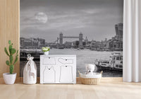 Thames River Moonlight Panorama Wall Mural