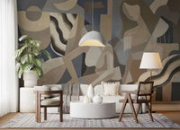 Abstract Lunar Smoke Wall Mural with soft transitions and organic rhythm, GD10396