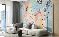 Abstract Colourful Paint Brush Strokes Wallpaper Mural - Giffywalls
