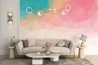 Geometric pastel ombre mural for walls
