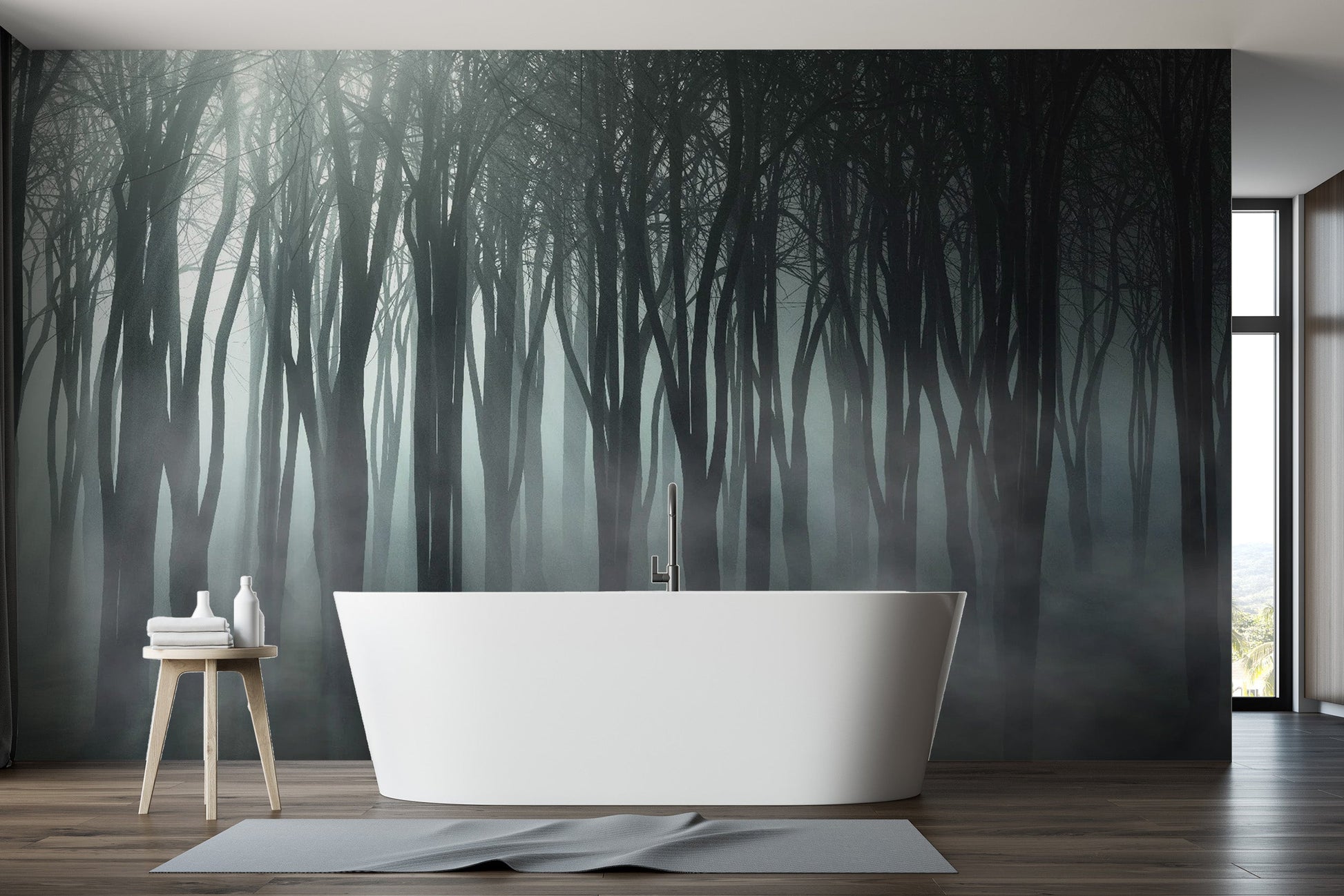Misty Forest Halloween night mural wallpaper