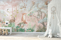 Nature wallpaper with fox and rabbit
