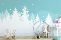 Frosted Christmas tree mural
