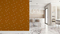 Terracotta minimal wallpaper used on a hallway wall.