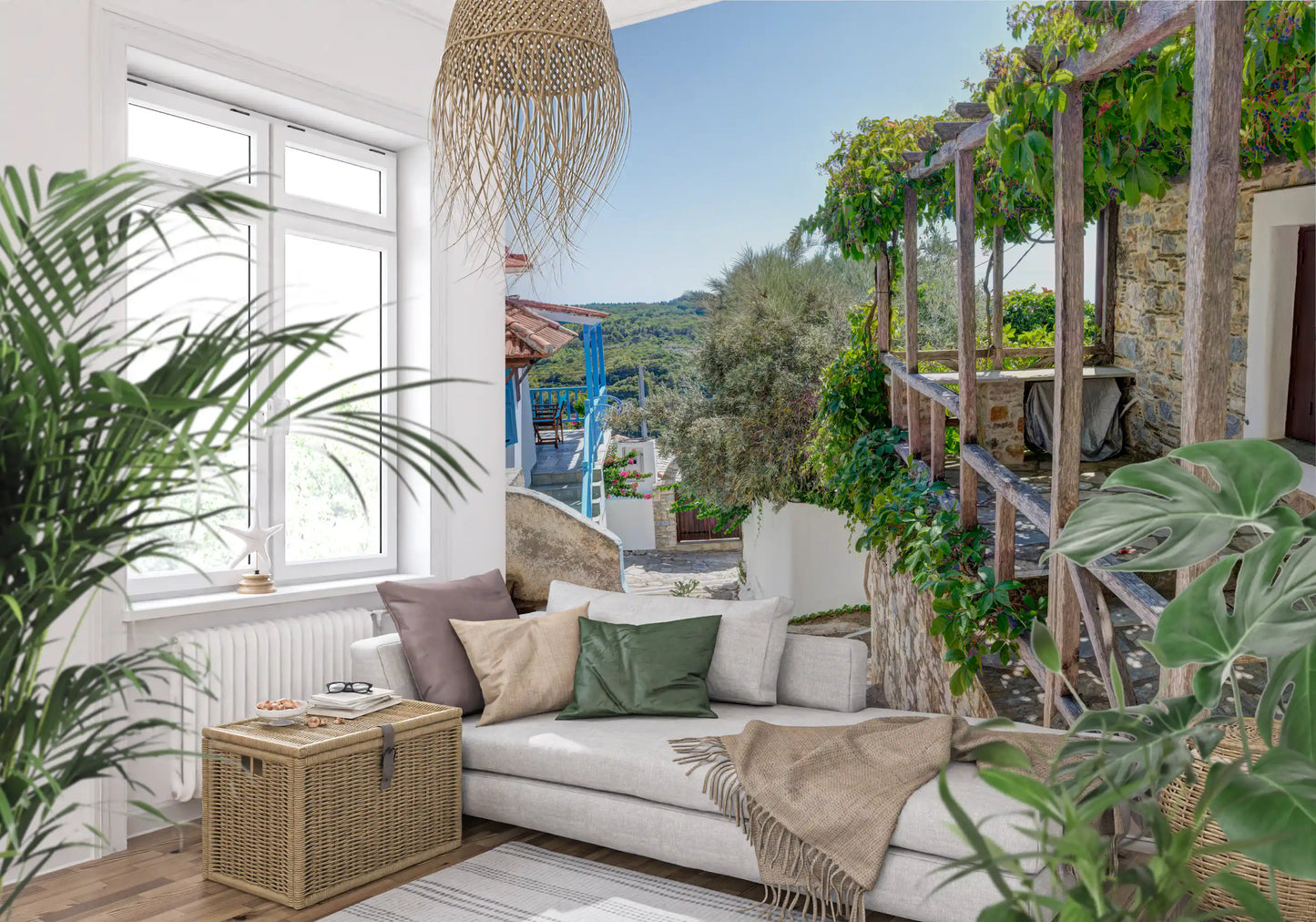 Rustic Pergola Hillside Retreat Wall Mural