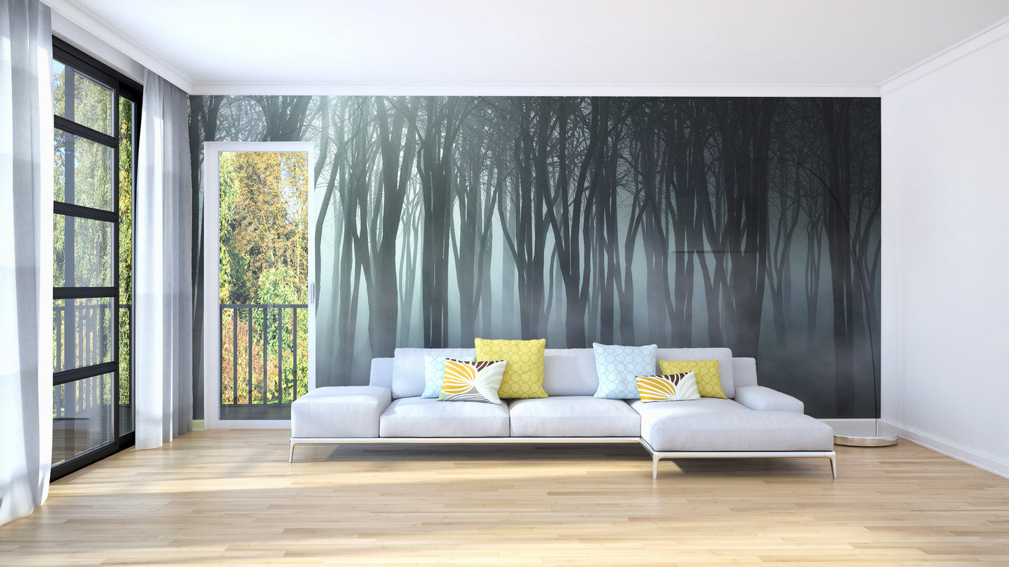 Misty Forest Halloween bat wall mural