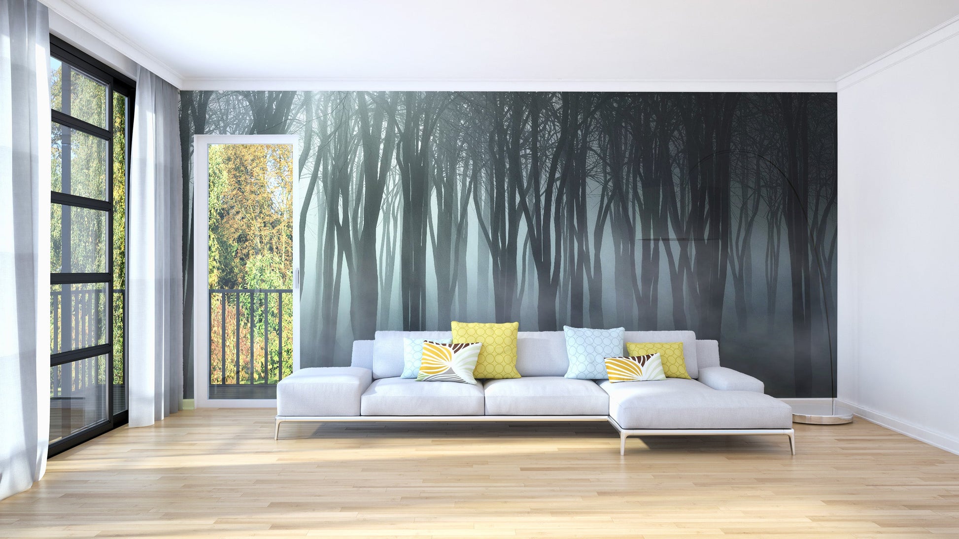 Misty Forest Halloween bat wall mural
