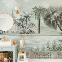 Vibrant tropical riverbank wall mural
